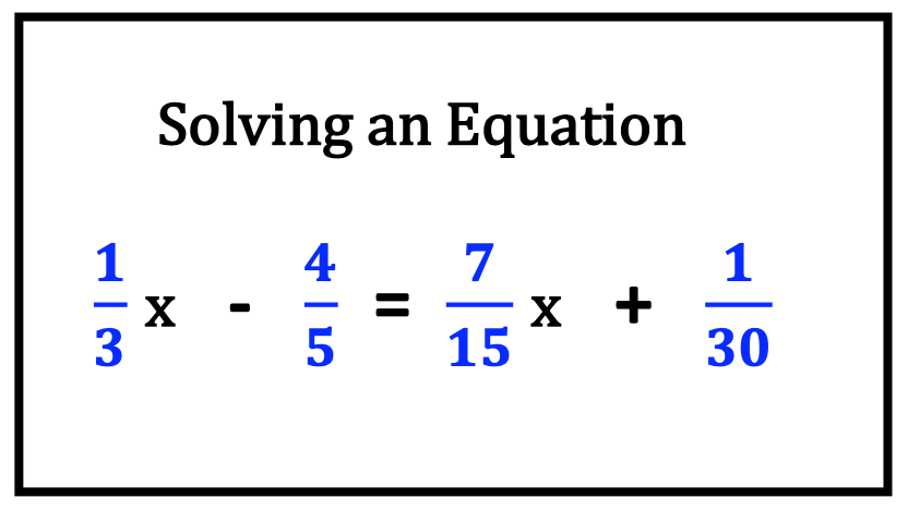 An equation written with 4 terms that are in fraction form.