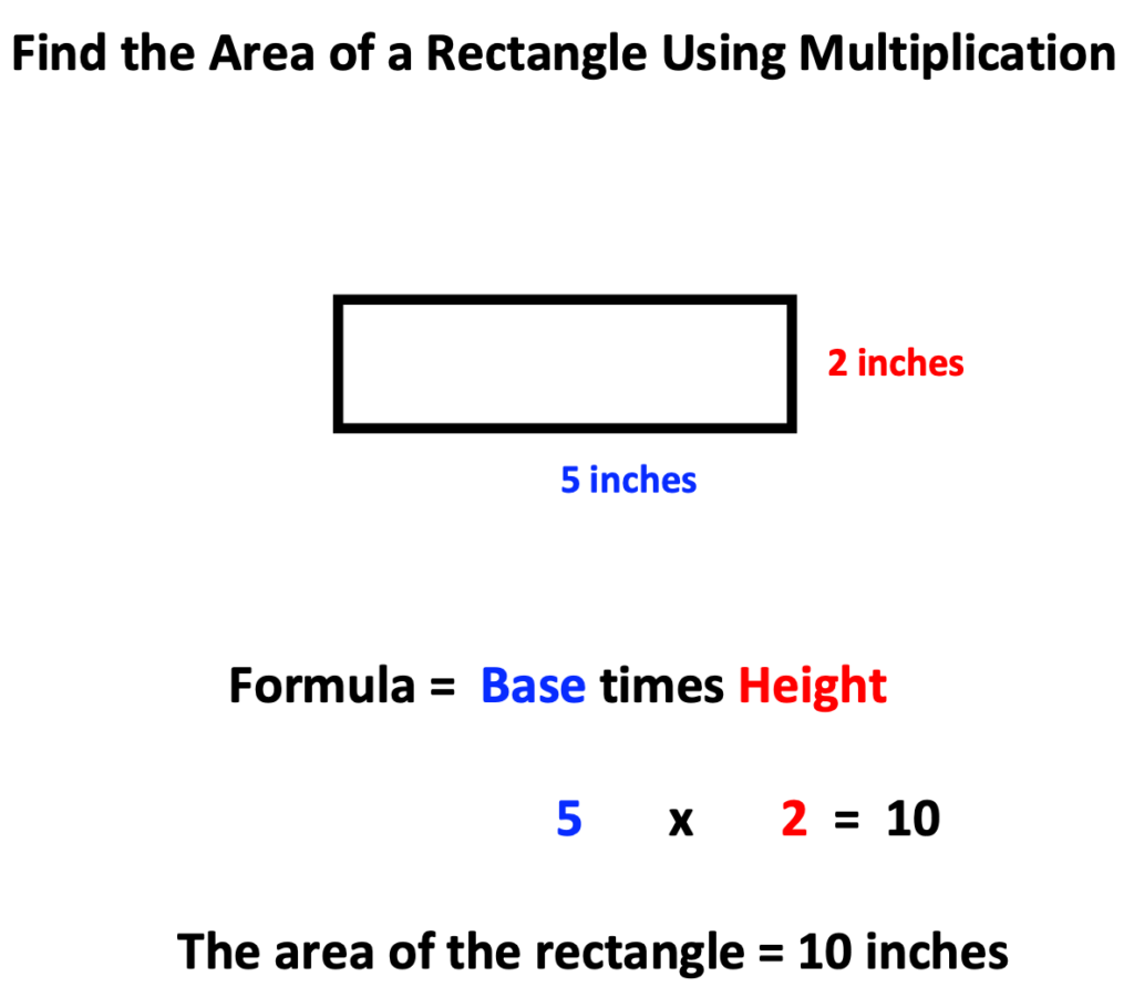 using multiplication facts:5 x 2 rectangle to find area