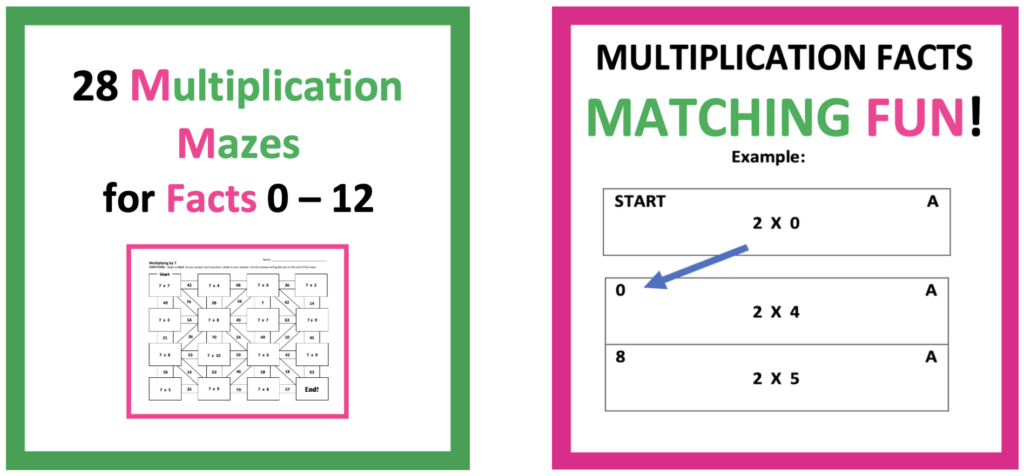 multi-step multiplication:  2 multiplication facts resources