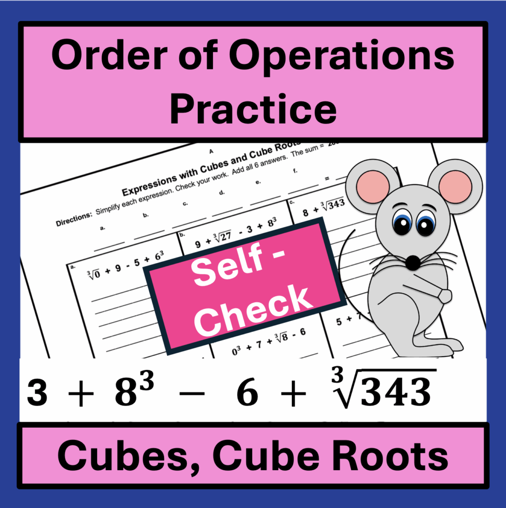COVER order of operations: practice with cubed numbers and cubed roots