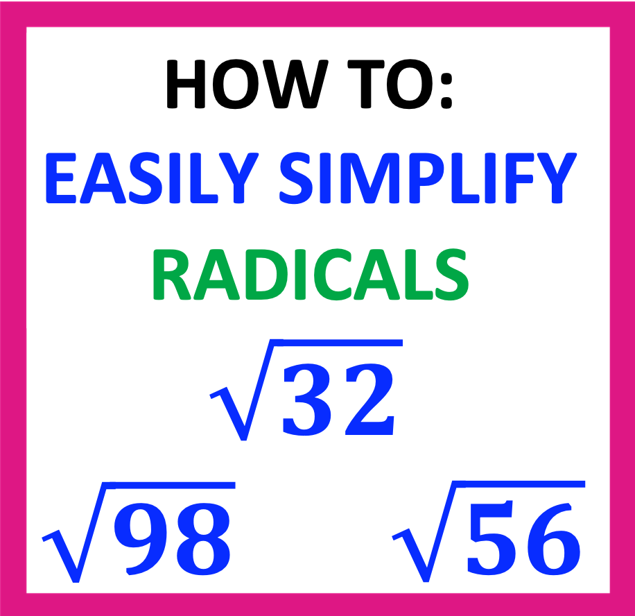 Roots and Radicals in Algebra: resource for simplifying radicals