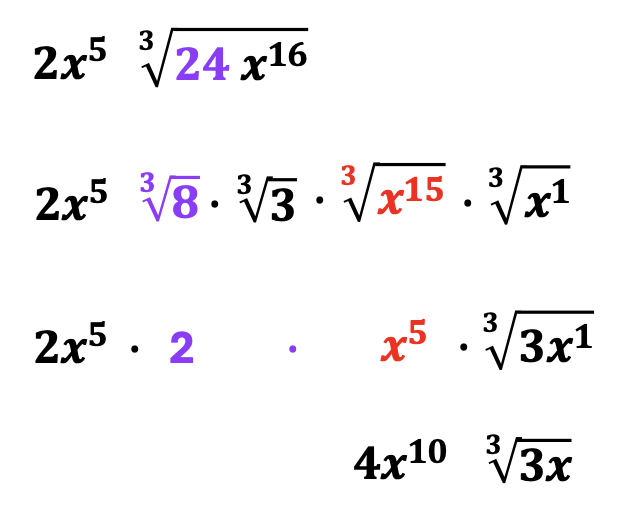 radicals with variables:  and number