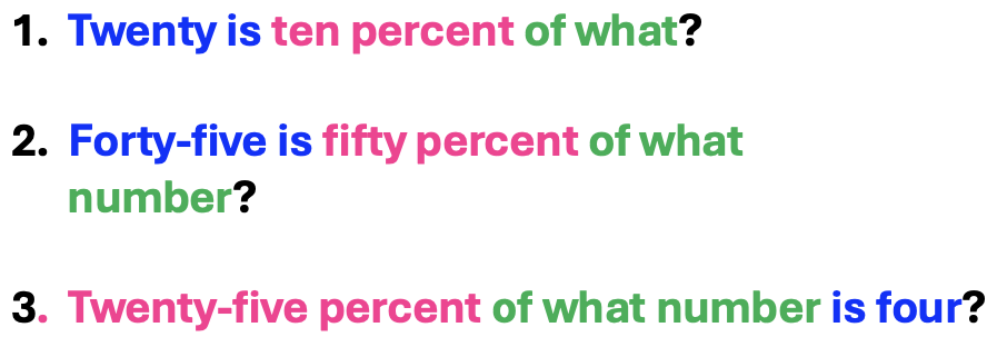 z10 percent-part-whole: examples of finding the whole of a percent expression